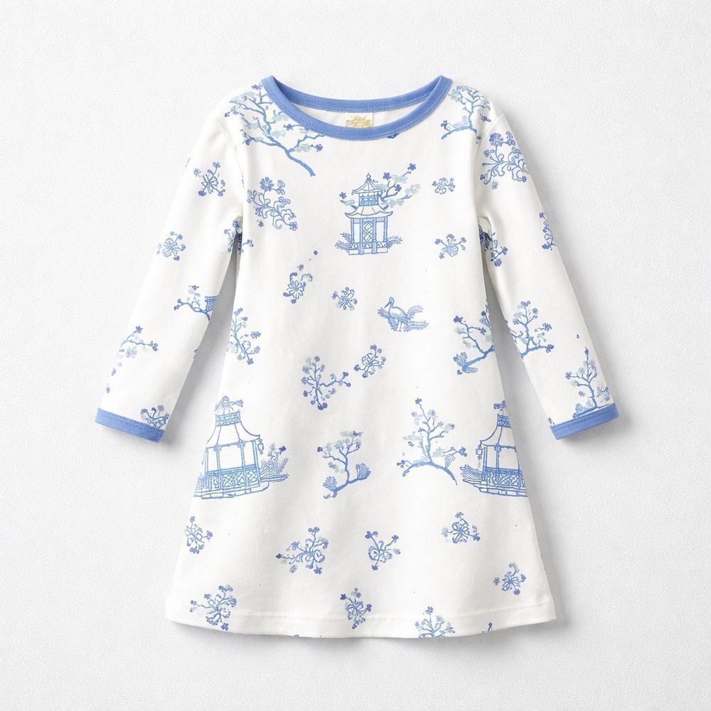 The Beaufort Bonnet Company Polly Play dress blue & white toile longsleeve dress